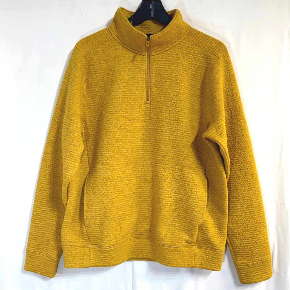 VRST Mens Medium Recharge Lunar 1/4 Zip Pullover Mustard Yellow Textured Pockets